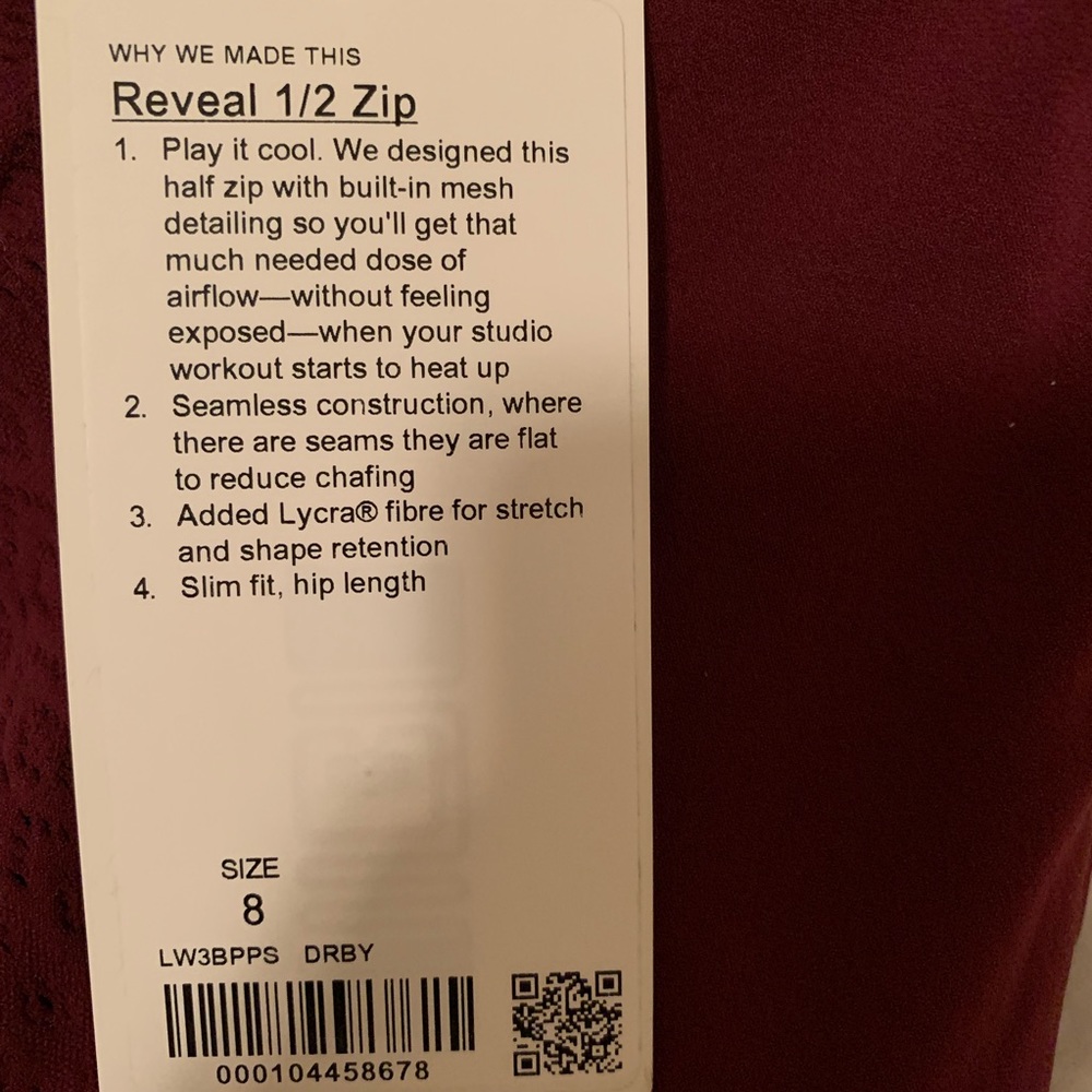 Lululemon Reveal 1/2 Zip Mindful Motion Ruby - Picture 7 of 7